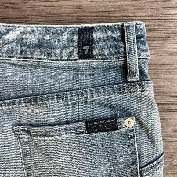 7 For All Mankind Denim Pencil Skirt Slim Faded Blue Knee Length Size 27 - Picture 6 of 9